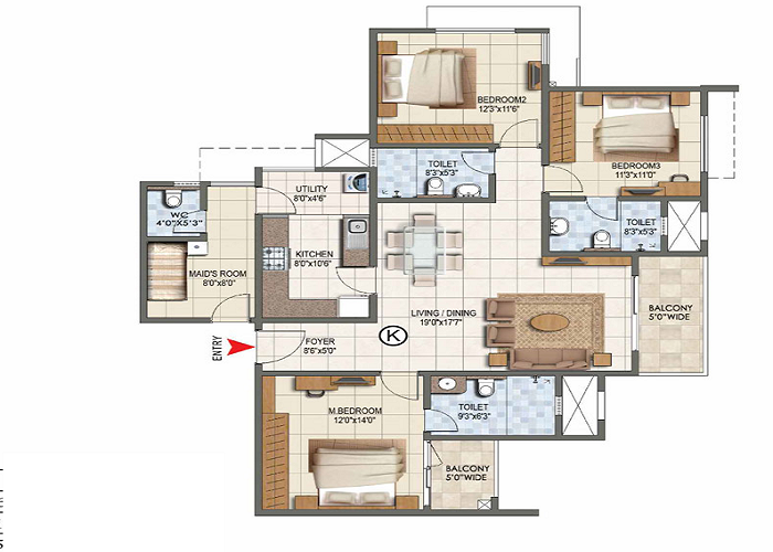 Featured Image of Prestige Hitec City 3 BHK Floor Plan